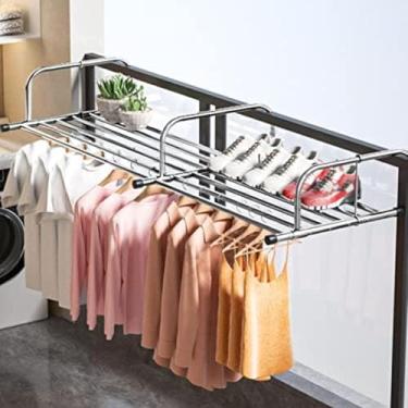 Imagem de Rack De Secagem De Roupas De Aço Inoxidável, Rack De Secador De Roupas Extensível, Rack De Secagem De Roupas Para Varanda, Rotação E Dobragem De 360 °, Pronto Para, Silver, 87-160cm