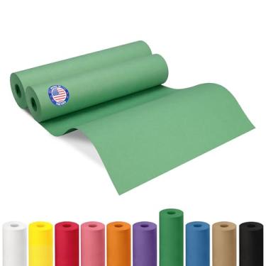 Imagem de IDL Packaging Rolo de papel kraft verde de 30,5 m x 3048 cm, pacote com 2 - Papel artesanal de qualidade feito nos EUA para embrulho de presente, artes e artesanato infantil, projetos escolares - 100%