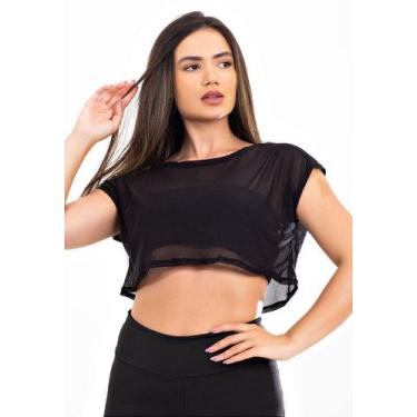 Imagem de Blusa Cropped Tela Transparente - RACY, PRETO, M