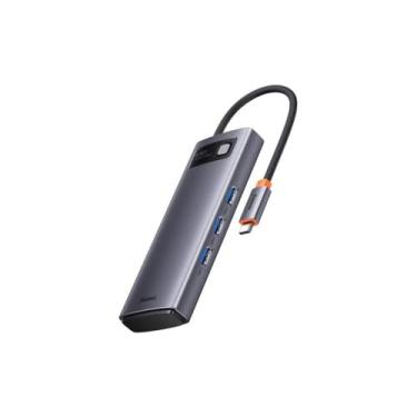 Imagem de Hub Adaptador Multifuncional Baseus Metal Gleam Series 6 em 1 Cinza Type-C HUB Docking Station Type-C para HDMIx2 USB3.0