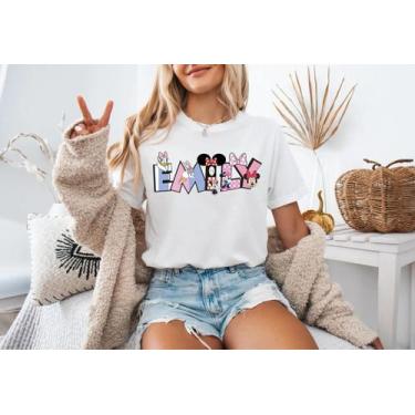 Imagem de Camiseta Retrô Disney Mickey - Algodão Rosa - Casual, Unissex, BR-G4, 