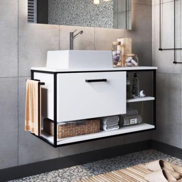 Imagem de Gabinete de Banheiro Suspenso 80cm com Cuba Yuri Branco Z54 - Mpozenat