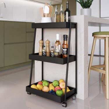 Imagem de Carrinho Organizador Fruteira Industrial Multiuso Lino Preto Z54 - Mpo