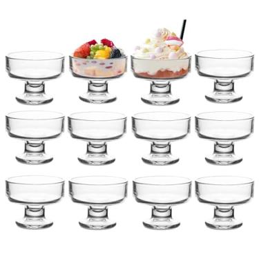 Imagem de wangsdjy Tigelas de sorvete de vidro de 200 ml - tigelas e copos de sobremesa versáteis para bebidas mistas, sobremesas, nozes, frutas, pudim e lanches - perfeitas para festas, reuniões (12)