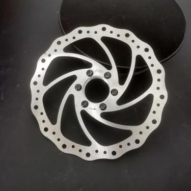 Imagem de DONSP1986 Rotor de freio a disco de bicicleta 160 mm 180 mm 203 mm aço inoxidável, adaptador de flange de rotor de freio a disco de roda livre para bicicleta (prata, 180 mm)