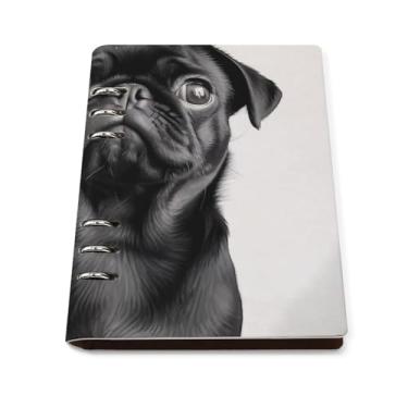 Imagem de BWQSKL Cute Black Pug Dog Printed Loose Leaf Spiral Notebook College Lined Paper A5 Size Suitable for Work Travel Note-taking Journal Writing Project 2025 Notebook