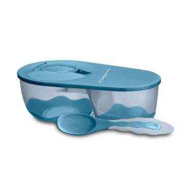 Imagem de Prato Fundo c Divisorias e Colher Azul Multikids Baby BB053