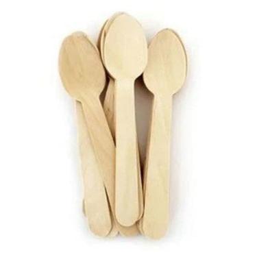 Imagem de Mini Colher De Madeira Lisa Pequena Descartável - Kit 100Un