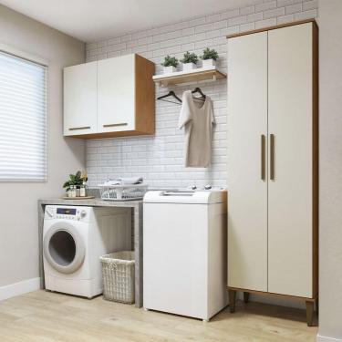 Imagem de Lavanderia São Gonçalo 1 Arm Multiuso E Aéreo Kaiki Móveis Nature Com Off White