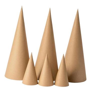 Imagem de Nishiyuenyi 6 Cones de Papel Machê, Abertos Na Parte Inferior, Decorações Criativas para árvores de Natal, Faça Você Mesmo, para Criar, Pintar E Decorar Chapéus D, 15cm 35cm