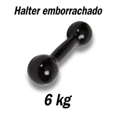 Imagem de Halteres 6 kg Emborrachado - P/ Fortalecimento Musculação treino Em Ca