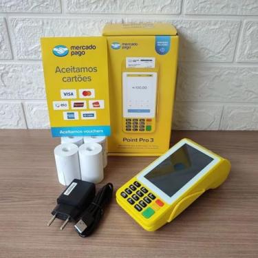 Imagem de Point Pro 3 Mercado Pago Imprime o Comprovante Maquininha Cartao 4g C/Tela Touch - Chip Vivo (Nova versão cor Amarela)
