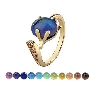 Imagem de AINILOVE Anel que muda de cor com sensor de temperatura oval/tartaruga/borboleta/pinguim animal humor anel de festa de aniversário joias presentes para filha, sobrinha, irmã amigas, Cobre, Sem pedra