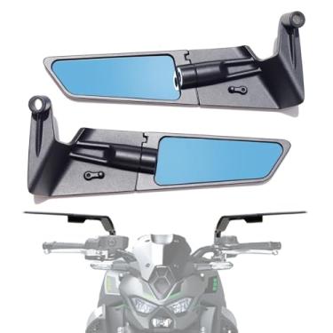 Imagem de Xintre Espelhos grandes para motocicletas antirreflexo, espelhos ocultos rotativos, retrovisores laterais de asa de vento para motocicleta, compatível com Duke 390 250 Yamaha MT-07 Kawasaki Z400 Z650