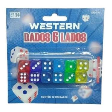 Imagem de Dados 6 Lados Kit 12 Peças, Western, Multicor
