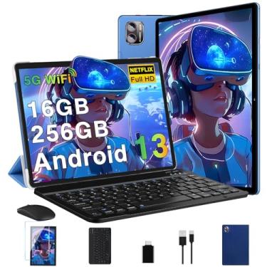Imagem de MEBERRY Tablet Android 13 2K Screen Tablet 10,36 polegadas, tablet 16GB RAM + 256GB ROM + TF 1TB / 2000 x 1200 pixels / 5G WiFi/8600 mAh / 5MP + 13MP, tablet com mouse e teclado azul