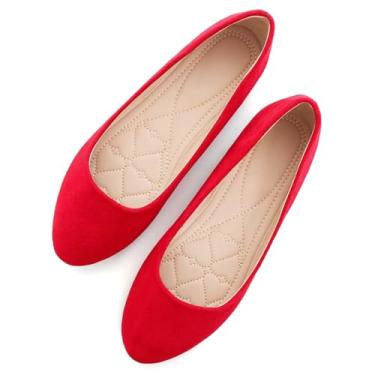 Imagem de TN TANGNEST Slduv7 Sapatos de balé feminino pontudo confortável, A Army Green, 7.5