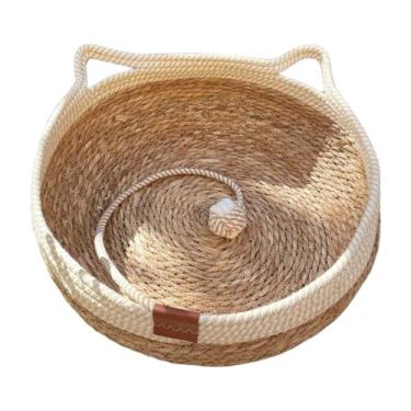 Imagem de Whtkoph Cama Redonda Feita à Mão para Gatos com Corda de Brincar, Arranhador E Cama para Filhotes, Gatinhos E Pequenos Animais de Estimação, S