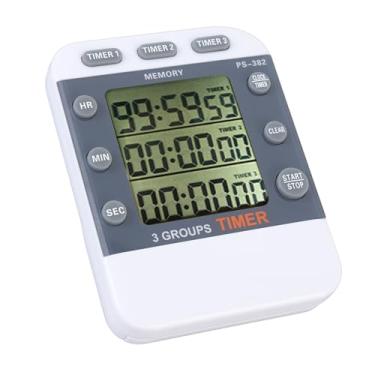 Imagem de aqxreight Timer Eletrônico 3 Canais Lembrete de Contagem Regressiva Timer Digital para Cozinha de Cozinha Estacionamento da Escola Ideal de Uma Escolas e Compromissos NOP Configurações Triplas