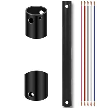 Imagem de Haste de extensão de ventilador de teto de 40,6 cm, diâmetro externo de 2,5 cm de diâmetro fosco para ventilador de teto (sem roscas) com fios de 5 x 18-AWG, suporte de ventilador adequado para ampla