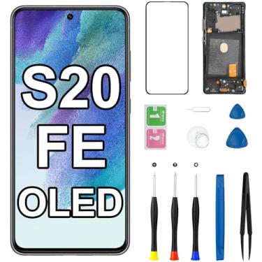 Imagem de Substituição de tela OLED para Samsung S20 FE 5G com botão lateral da moldura SM-G781U G781U1 G781V G781B Display LCD Touch Digitalizador Kit de ferramentas de reparo de montagem completa 16.5 cm
