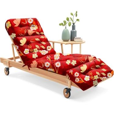 Imagem de Uthem Almofada para espreguiçadeira para área externa 180 x 58 x 12 cm, 100% algodão, substituição à prova d'água, almofada de espreguiçadeira, pátio, piscina, para móveis ao ar livre com gravatas