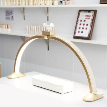 Imagem de Luz de unha para mesa, luz de meia lua LED para lâmpada de mesa tecnológica, com suporte de telefone, dobrável, ajustável, regulável, meia lua, para cílios e beleza, tatuagens, artesanato