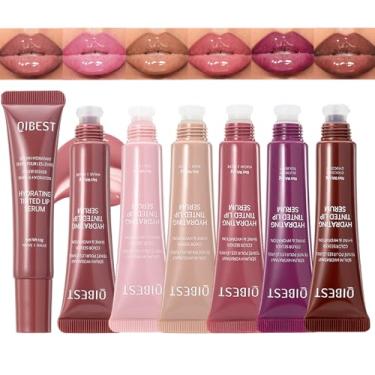 Imagem de Sérum labial com brilho colorido – 6 cores hidratante labial com brilho natural, hidratação nutritiva com polipeptídeo, cor de longa duração, maquiagem labial hidratante