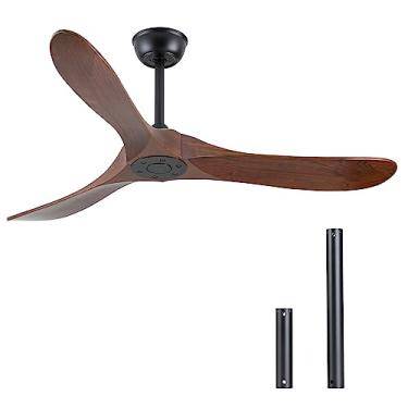 Imagem de Ventilador de teto sem luz, ventilador de teto de 132 cm sem luz, ventilador de teto externo, ventilador de teto reversível de 3 lâminas, velocidade do vento de 6 velocidades, desligamento programado,