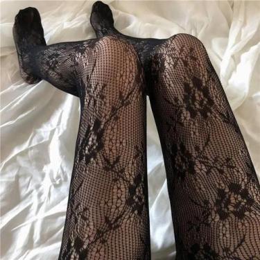 Imagem de Meia-calça Colorida Estilo Punk Floral Para Mulheres, Sexy, Com Recort