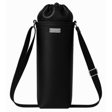 Imagem de Bolsa Térmica para Garrafa Vidinne RAMIERE em Courino, com Alça Transversal, Produto Artesanal Premium VIDINNE (Preto, 500 ml)