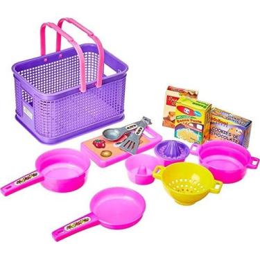 Imagem de Brinquedo Kit Cozinha Infantil Cesta com Panelinha e Utensilios 13 peç