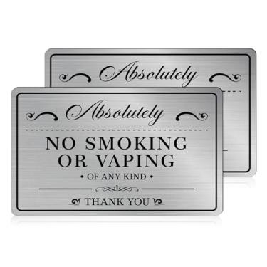 Imagem de 2 peças de adesivos de sinal de não fumar, não vaping para casa e negócios, adesivos autoadesivos de vinil preto prata antifumo para casa, escritório, restaurantes, janelas, cafeterias 14 x 7,9 cm