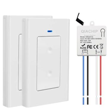 Imagem de RODOT Kit de interruptor de luzes sem fio, sem necessidade de WiFi, sem necessidade de fiação na parede, interruptores de luz remotos, crie rapidamente interruptor para luzes de teto, ventiladores