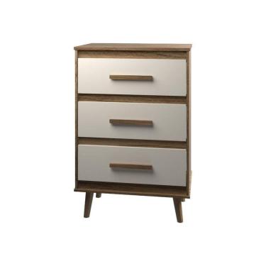 Imagem de Cômoda Maya 3 Gavetas Com Puxadores E Pés Retro Design Moderno Quarto Savana Mobília Decor