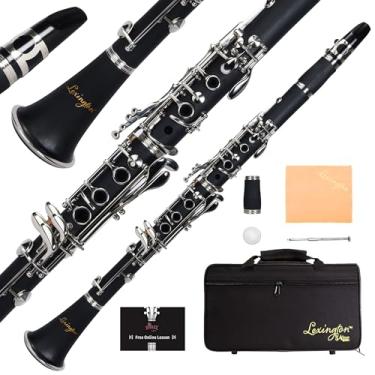Imagem de Aileen Lexington Bb Flat Clarinete de 17 teclas com aula gratuita de um mês, palheta, bocal, estojo rígido, graxa de cortiça, chave de fenda e outro kit (preto, 17 teclas)