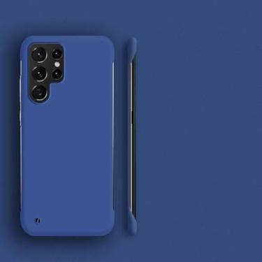 Imagem de HPQWN Para S23 Ultra Slim Frameless Case Capa de telefone rígida fosca (para S23 Ultra/azul escuro)