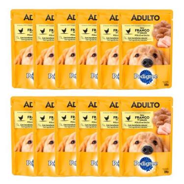 Imagem de Kit 12 Ração Úmida para Cachorro Pedigree Adulto Raças Pequenas Sabor 