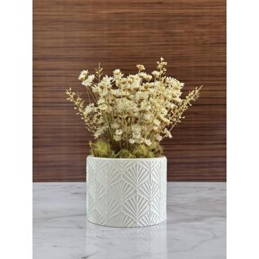 Imagem de Arranjo de Flores SempreVivas Naturais em Vaso Decorativo, 15 cm, Bran