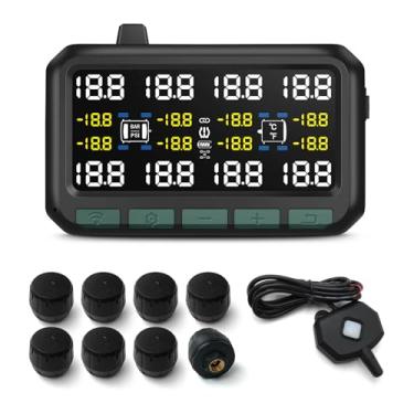 Imagem de Sistema de monitoramento de pressão de pneu Easesueper RV TPMS, 8 sensores com repetidor, display digital grande, vários alarmes, intervalo de 0-199 PSI, vida útil da bateria de 30 dias