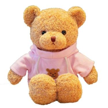 Imagem de Ursinho de pelúcia AUCOOMA com capuz rosa de pelúcia de 30 cm para cri