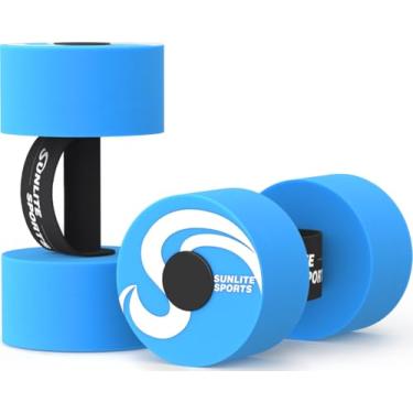 Imagem de Sunlite Sports Halteres para exercícios de piscina com pesos aquáticos, equipamento aeróbico aquático, halteres de espuma EVA de alta densidade com tira de alça, terapia aquática, fitness na piscina,