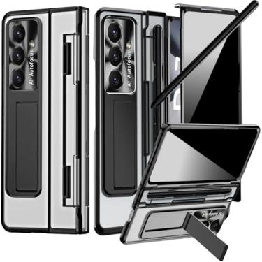 Imagem de NINKI Capa para Samsung Galaxy Z Fold 7 com suporte para caneta S e Stylus e suporte oculto, protetor de tela de privacidade embutido com dobradiça plana dobrável 7 capa para Samsung Z Fold 7 com slot
