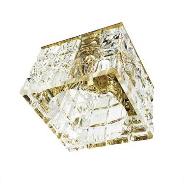 Imagem de Spot Cristal K9 Quadrado Embutido Base Dourada Gesso Bet08 - Acende a 