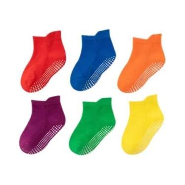Imagem de Meias Esportivas Listradas Para Meninos E Meninas, 6 Pares, 0-7 Anos, 