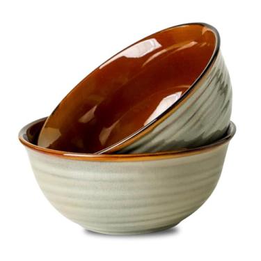 Imagem de JINGUS Tigelas de mistura de 1,842 g, tigelas grandes de cerâmica profunda para preparação de cozinha, assar, salada, macarrão, ramen, sopa, servir, micro-ondas e lava-louças, conjunto de 2