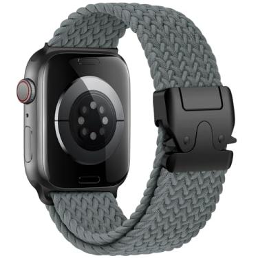 Imagem de Pulseira Trançada de Nylon Estilo Militar Compatível com Apple Watch Ultra 49mm, Series 10/9/8/7/6/5/SE – Correia Ajustável Parachute Strap 41mm 42mm 44mm 45mm 46mm (Space gray, 38 40 41 S10-42mm)