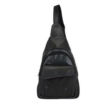 Imagem de Shoulder Bag Masculina Feminina em Couro – Bolsa Transversal Elegante e Casual Premium Estilosa Sofisticada Couro Legítimo (Preto)