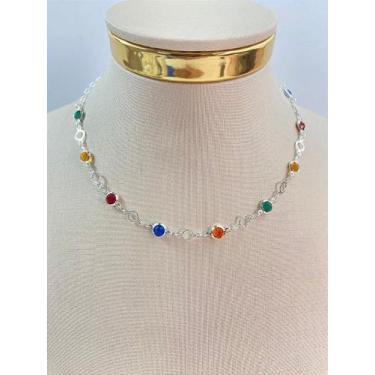Imagem de Choker Colar Banho Prata 925 Semijoia com 50 Milésimos de Camada e Ver
