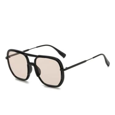 Imagem de Óculos de sol de armação grande de luxo feminino, tendência masculina, vintage, punk, óculos clássicos, UV400 (preto-marrom)